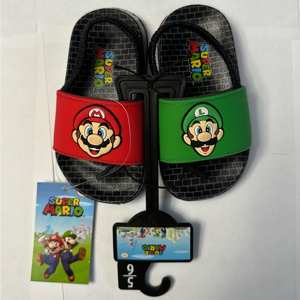 Nintendo Super Mario Bros & Luigi Slide Sandals size 5/6